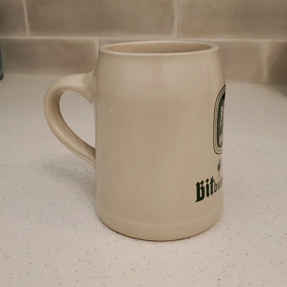 Bitburger Pils Beer Stein Ceramic Mug Germany Green Logo .4 FS Mark